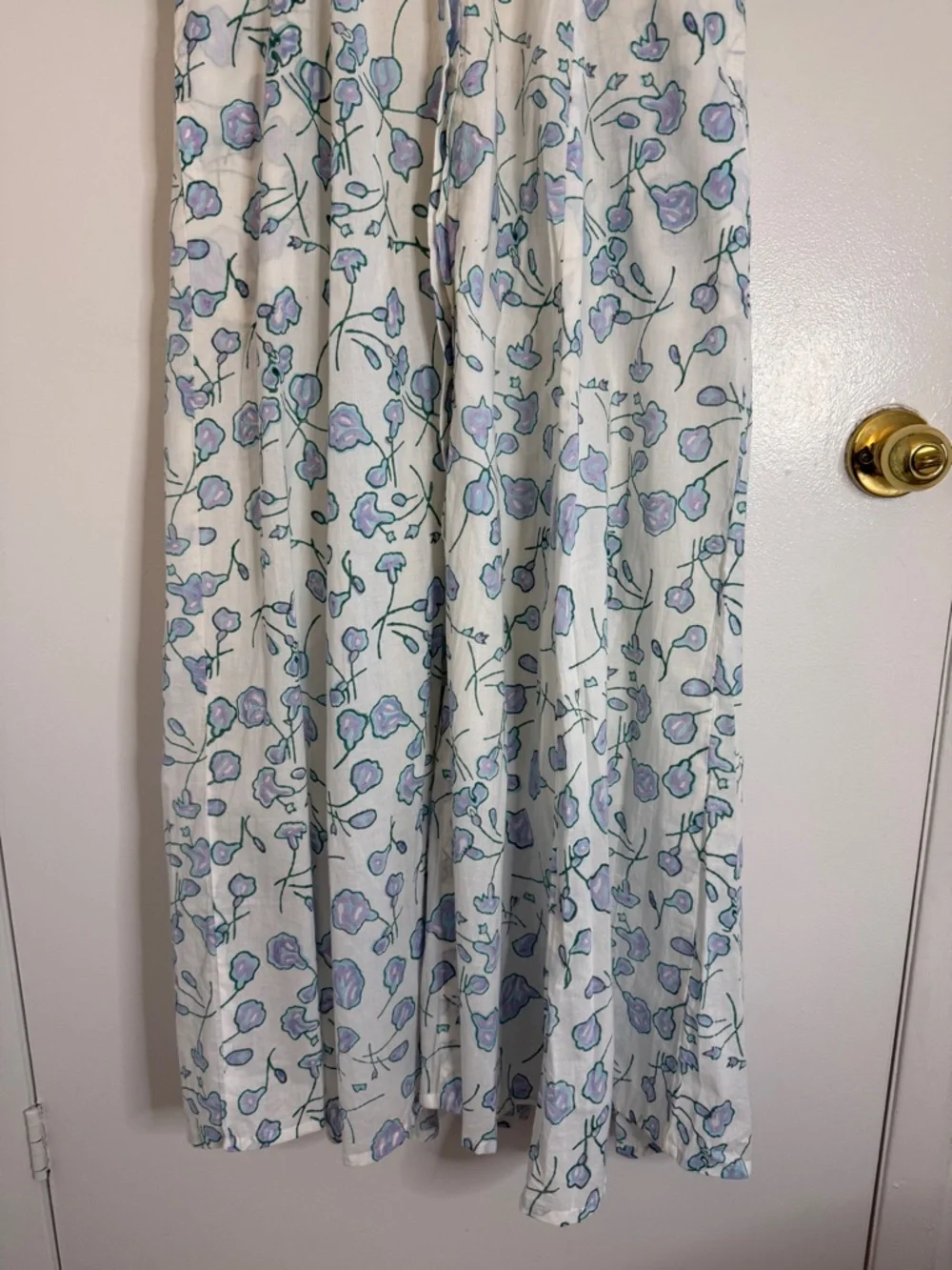 Julia India Amory JA Shirt Spring White Blue Floral Maxi Button Down Dress Small - Picture 3 of 8